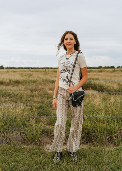 Beige Snake Print Pants P5222