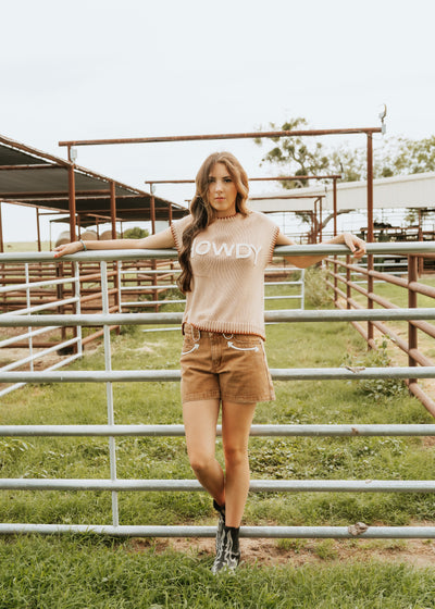 Tan Arrow Denim Shorts HH8400