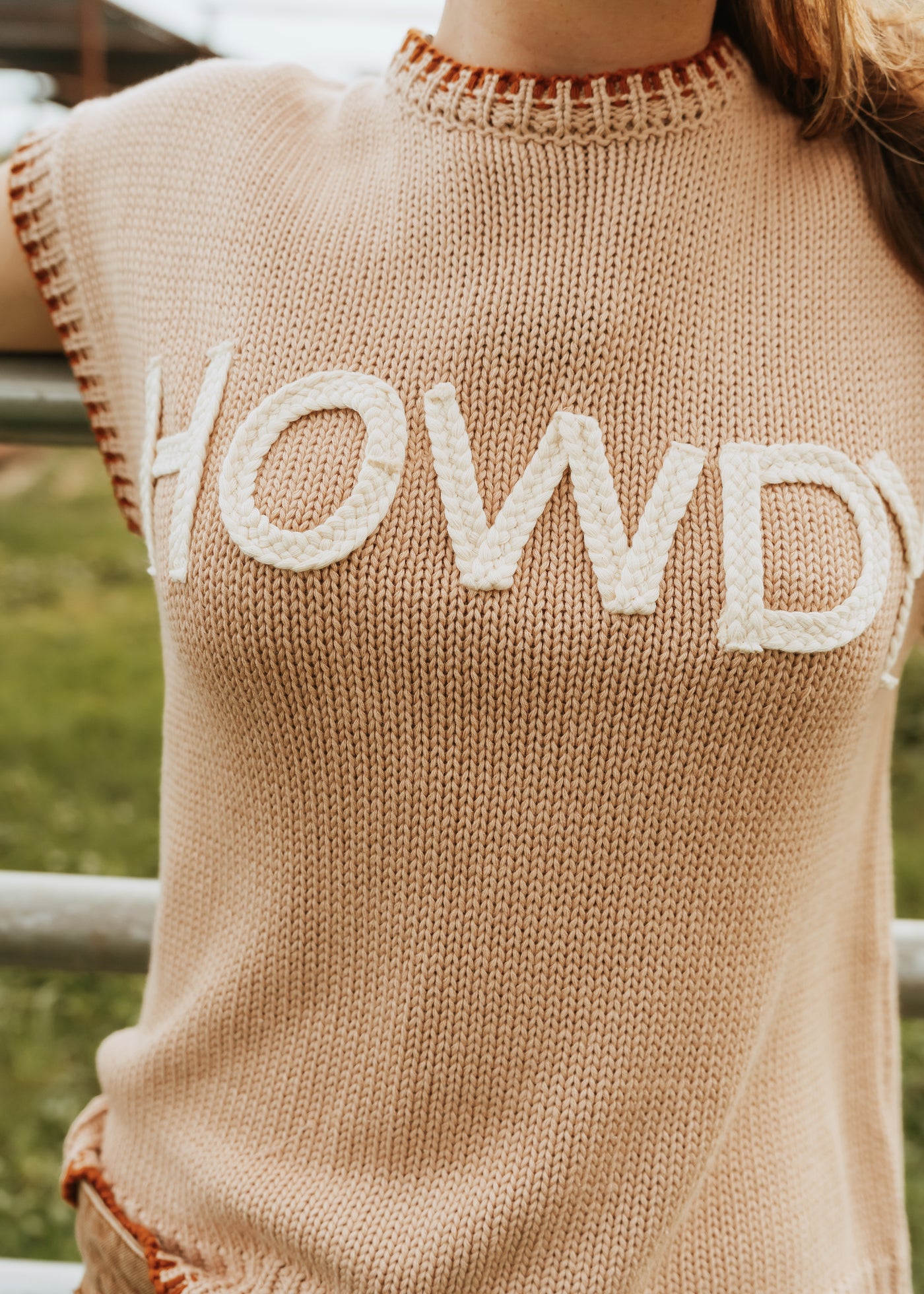 Tan/Camel Howdy Short Sleeve Sweater WL25-11195