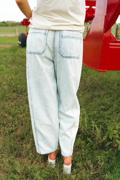 Light Blue Barrel Denim Jeans P4879