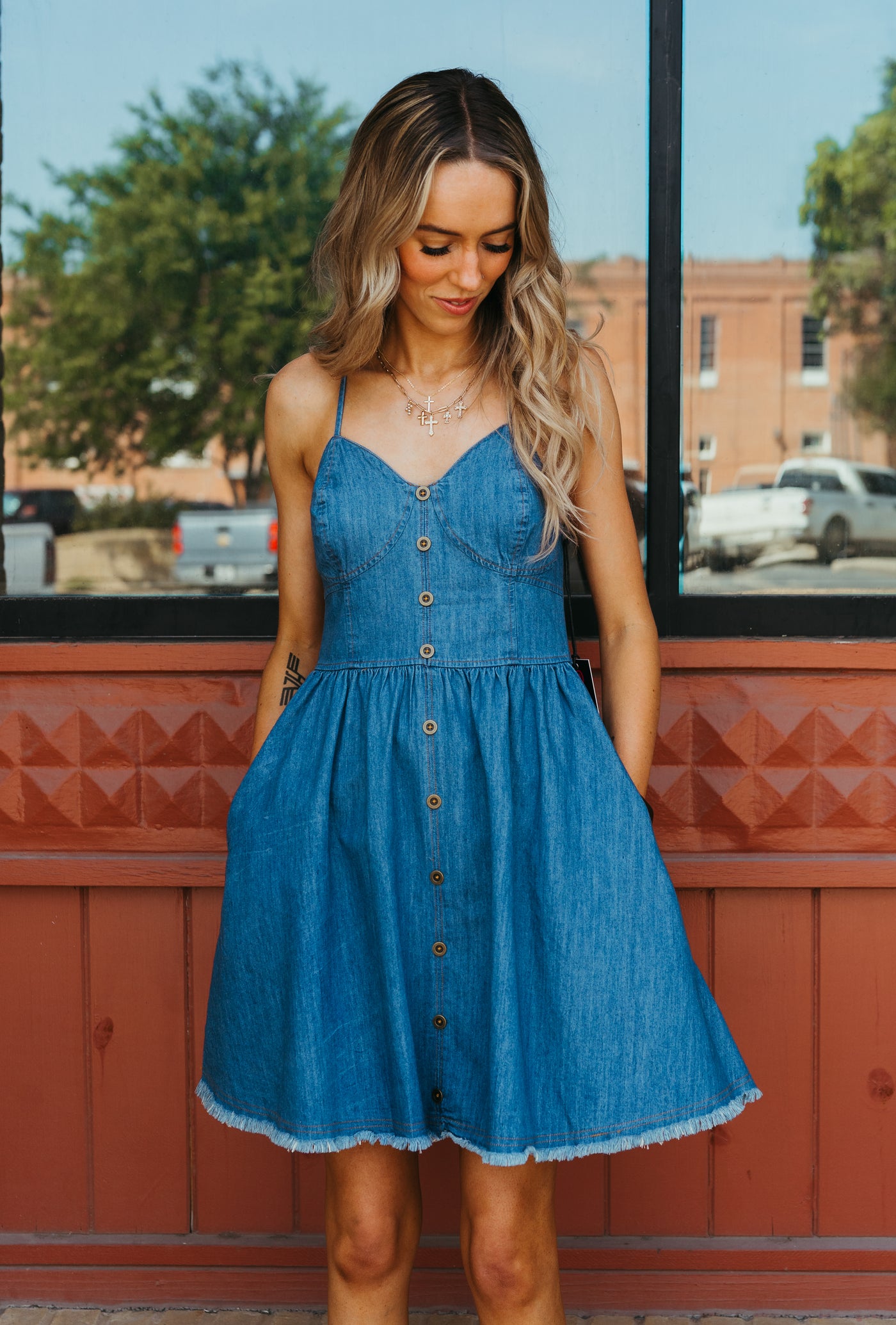 Rock & Roll Sky Blue Denim Mini Dress BWD0R05914