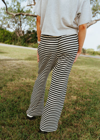 Black/Cream Striped Knit Pants WL25-11011