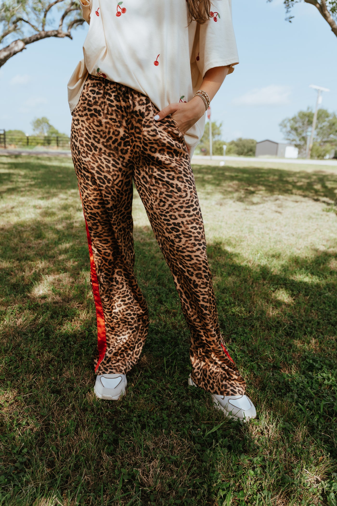 Leopard Pants with Red Stripe TBP13856