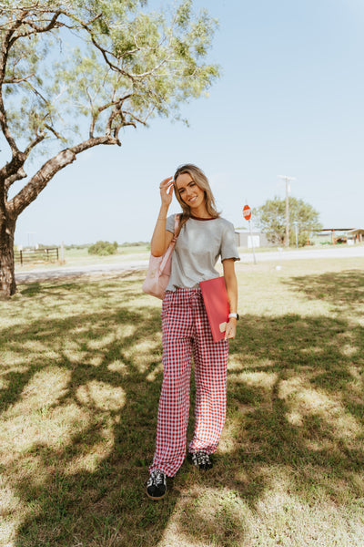Raspberry Gingham Pants TBP14110
