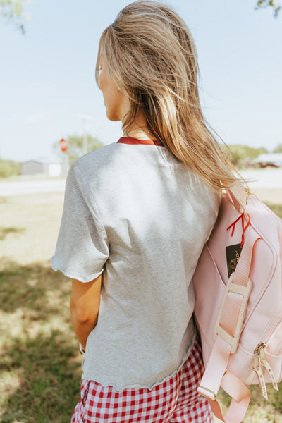 Heather Grey/Burgundy Basic Tee TBT13181