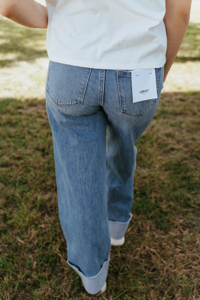 Adore You High Rise Cuffed Wide Jeans