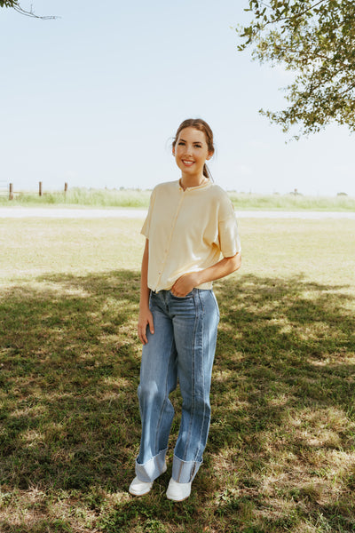 Adore You High Rise Cuffed Wide Jeans