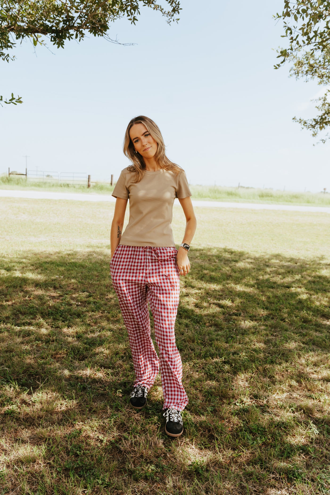 Raspberry Gingham Pants TBP14110