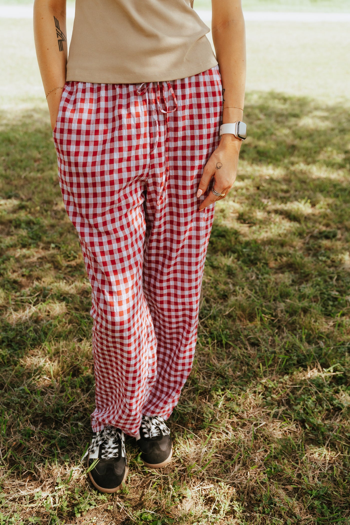 Raspberry Gingham Pants TBP14110