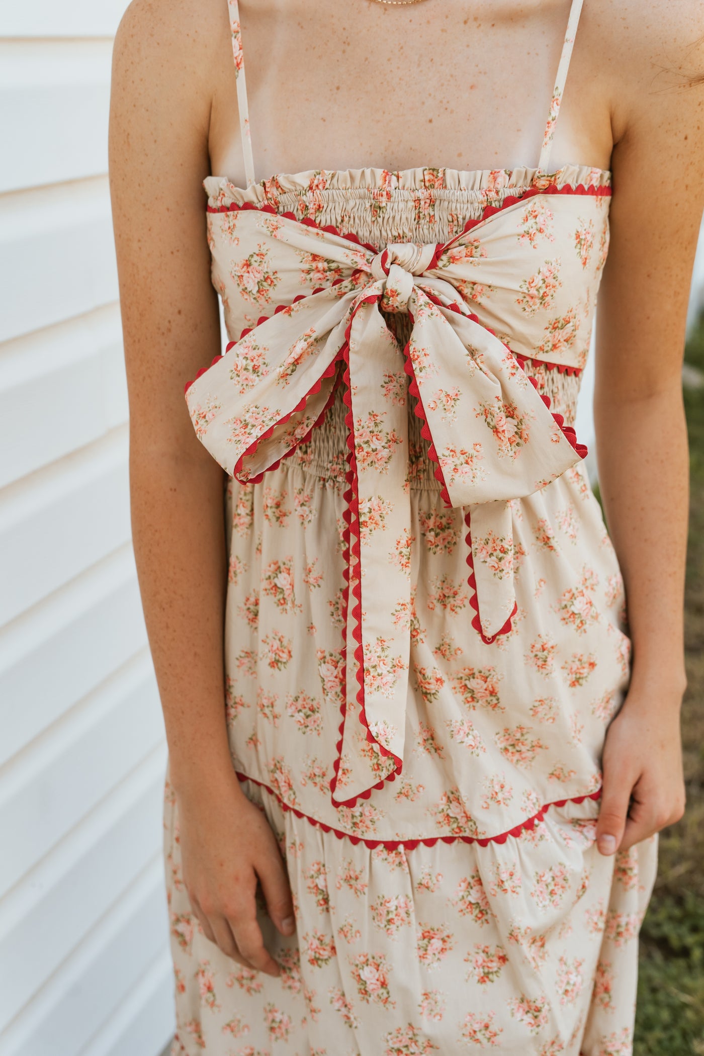 Taupe/Red Bow Maxi Dress ID39820-02