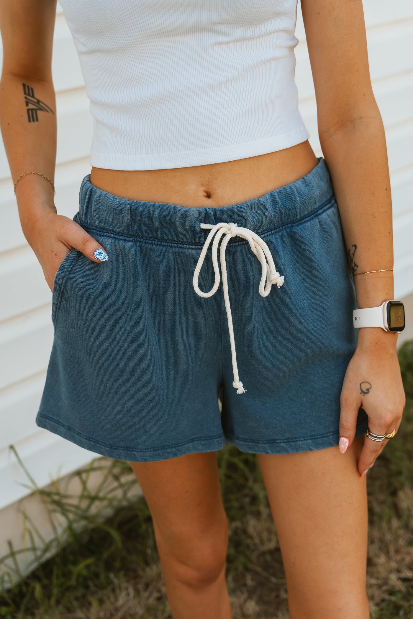 Hunter Knit Denim Shorts Vintage Indigo ZS253389