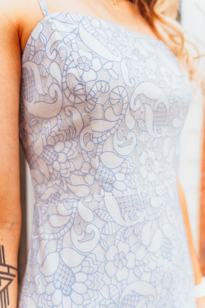 White/Blue Floral Mini Dress JD7653