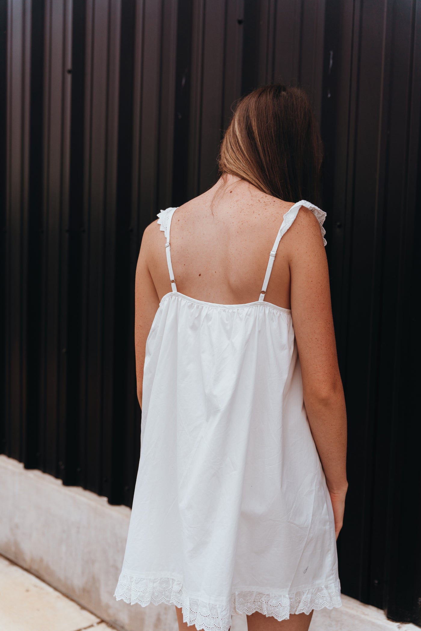 White Lace Trim Mini Dress ID5463