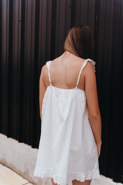 White Lace Trim Mini Dress ID5463