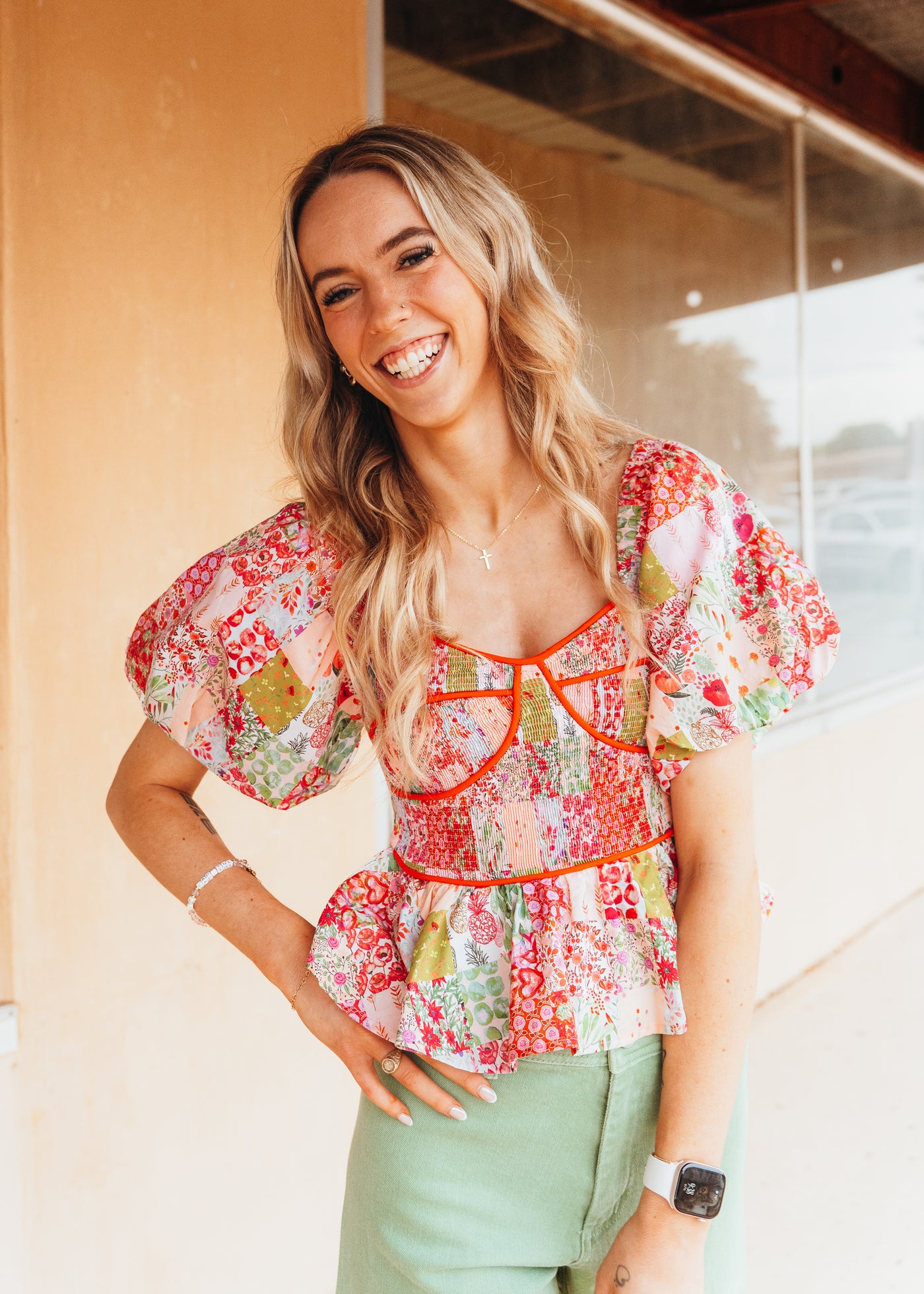 Pink Multi Floral Print Blouse T-50382-P-1