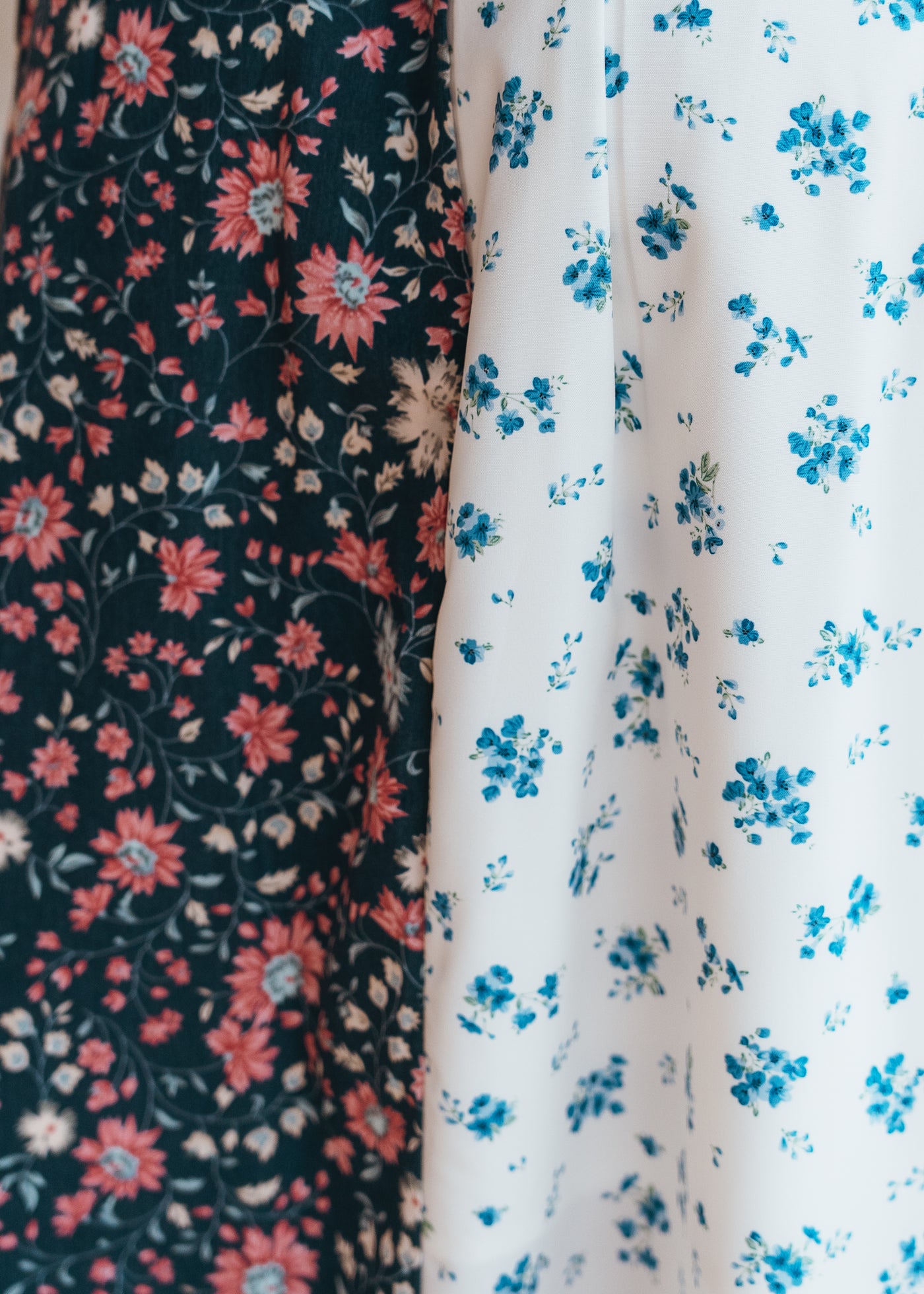 Blue/Cream Multi-Floral Midi Skirt WL25-10020
