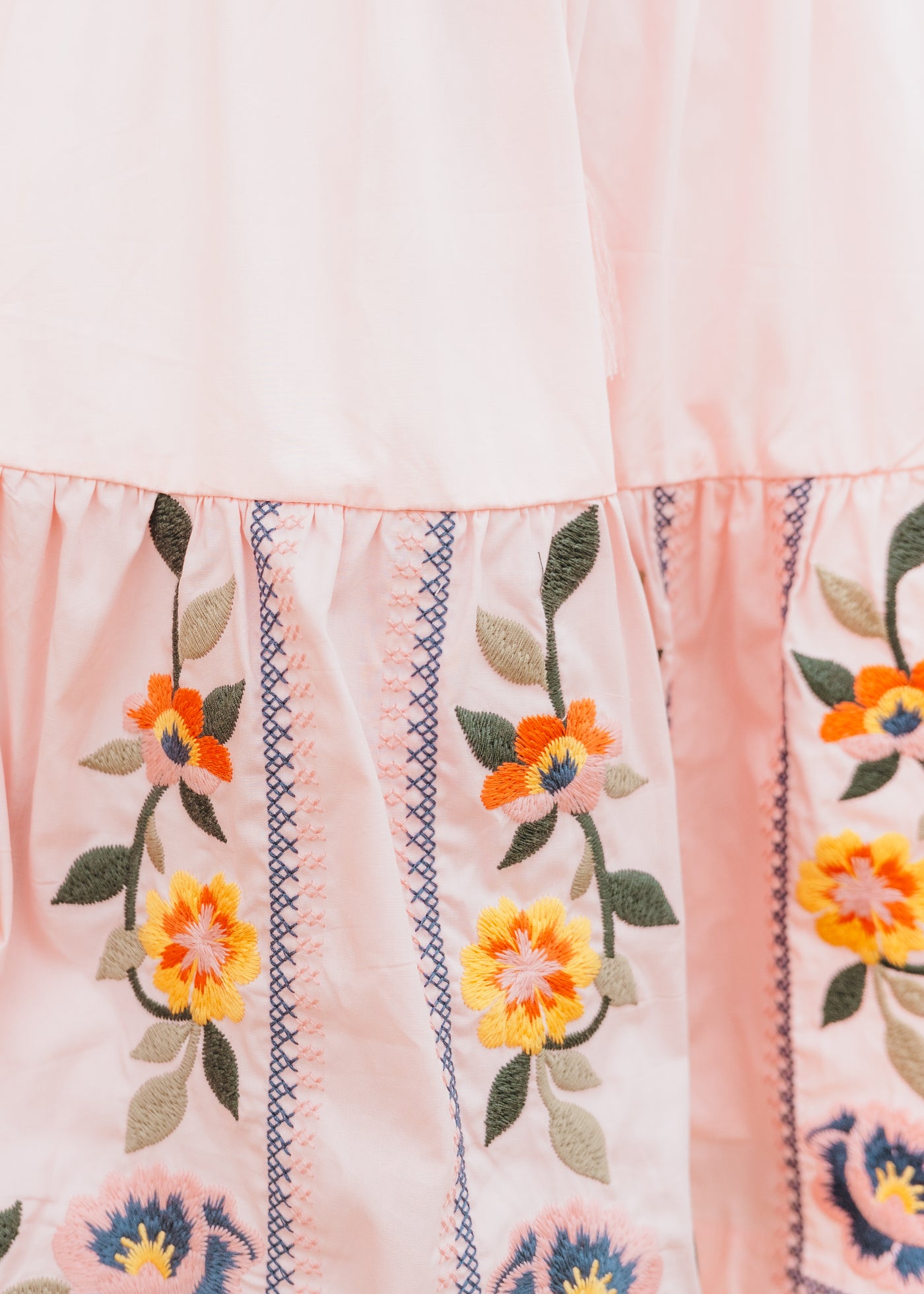 Cloud Pink Floral Embroidery Mini Dress MDR3841