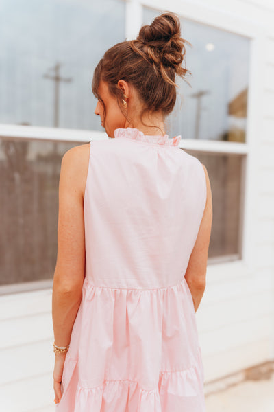 Cloud Pink Floral Embroidery Mini Dress MDR3841