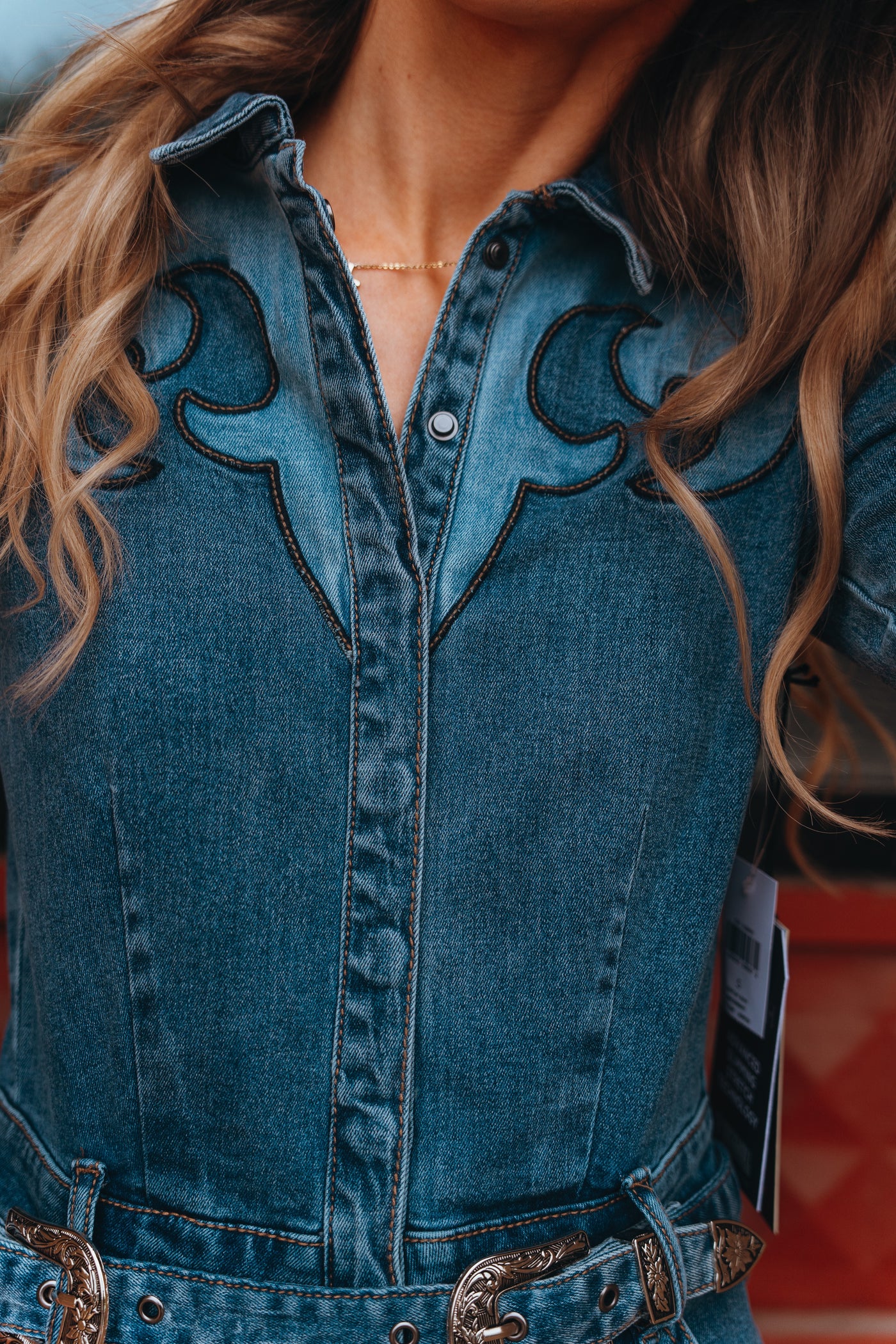 Women's Medium Wash Retro Denim Romper BWR2D06097