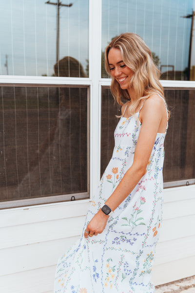 Ivory Multi Floral Print Mid Dress BD5983