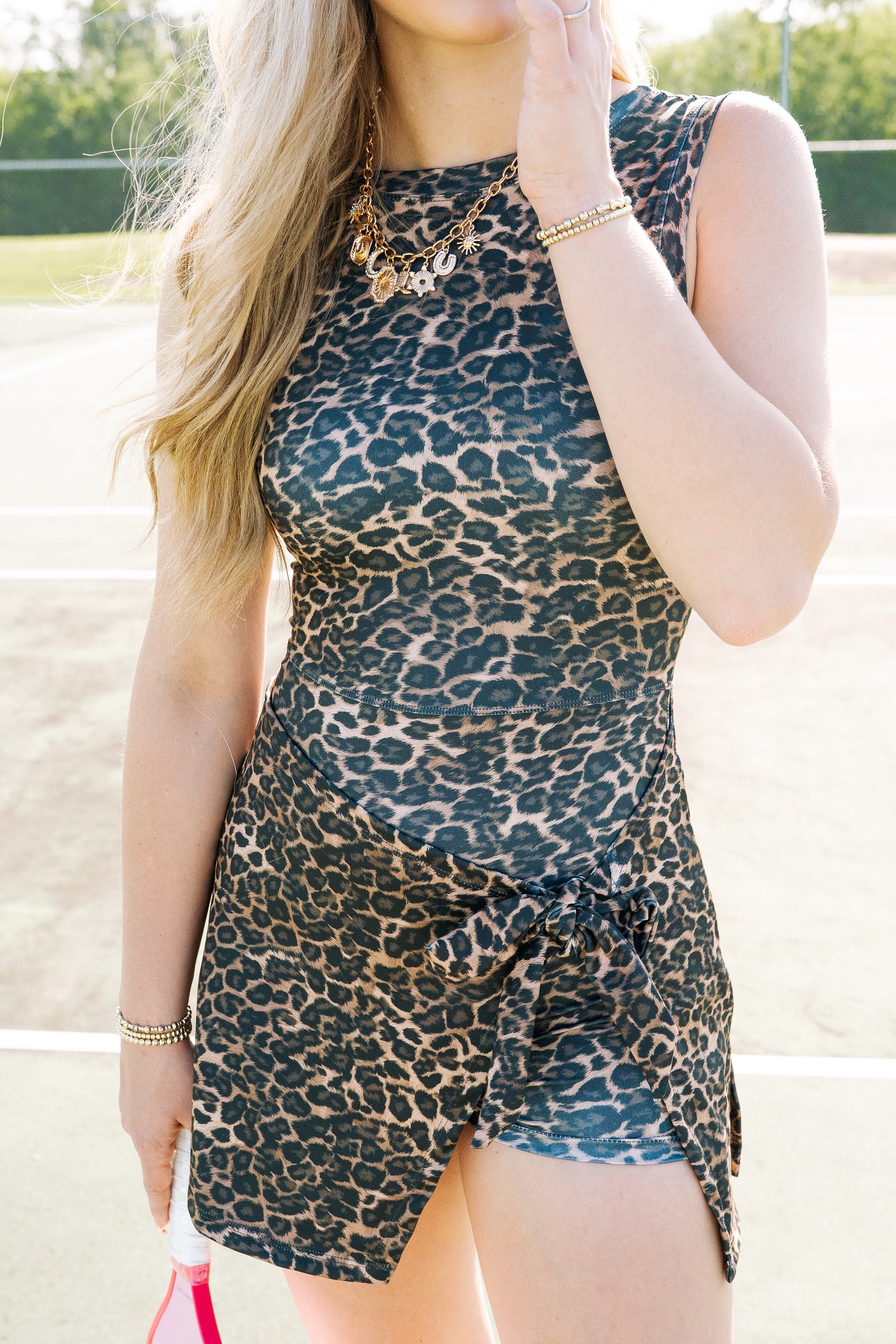 Leopard Sleeveless Wrap Tie Dress DP20009-2