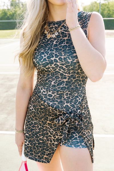 Leopard Sleeveless Wrap Tie Dress DP20009-2