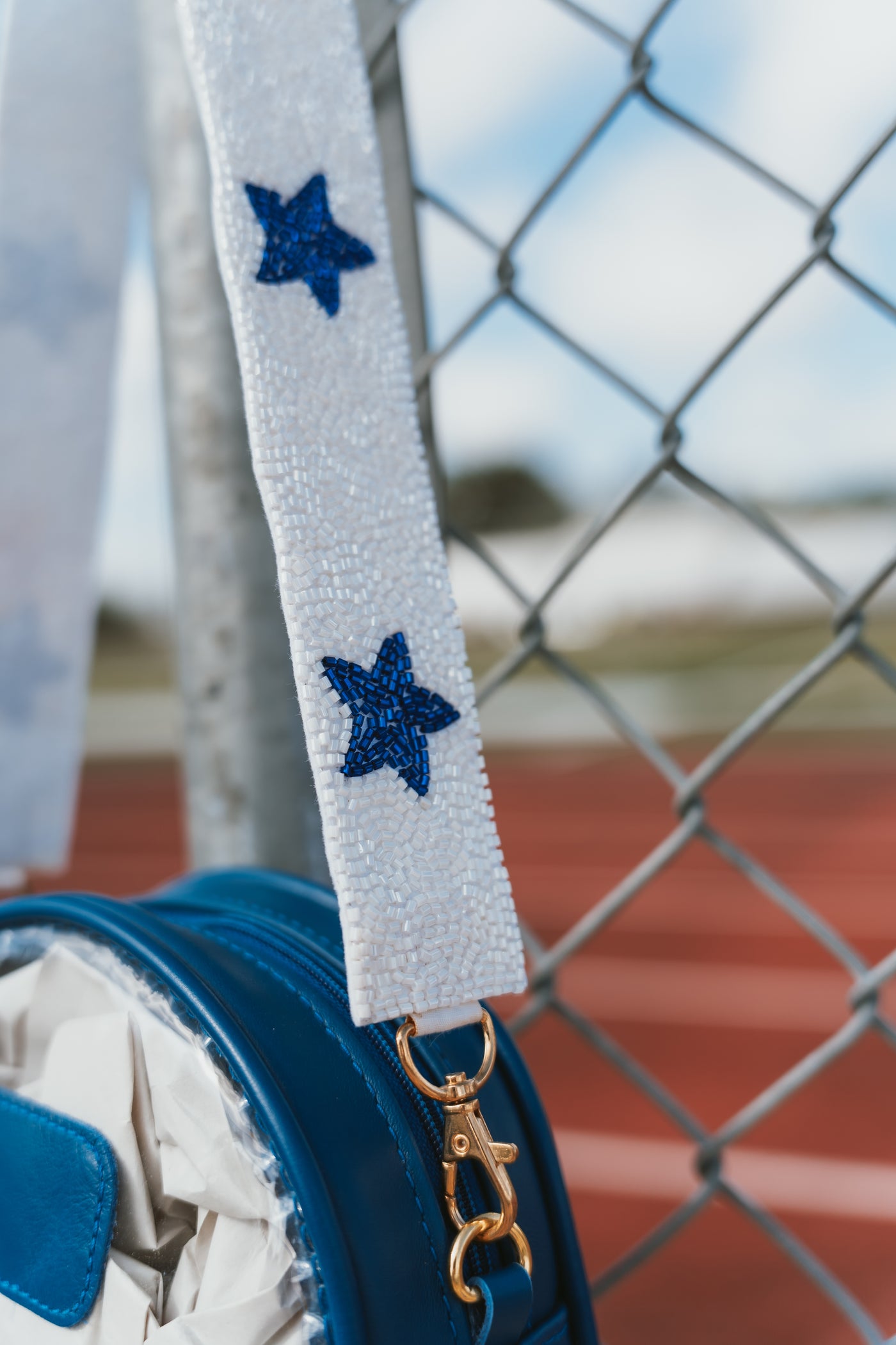 White/Blue Star Beaded Strap