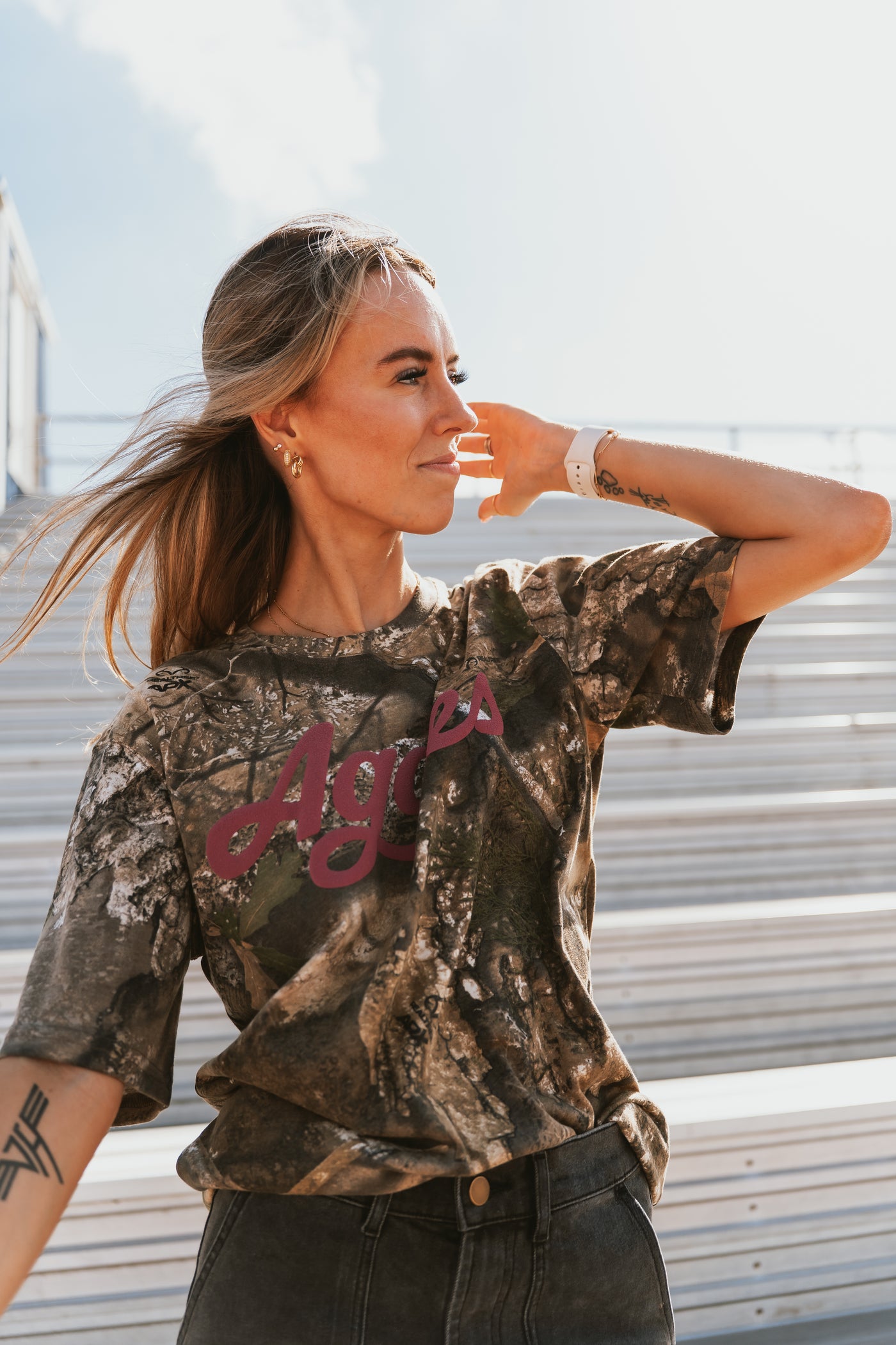 Aggie Camo Script Tee