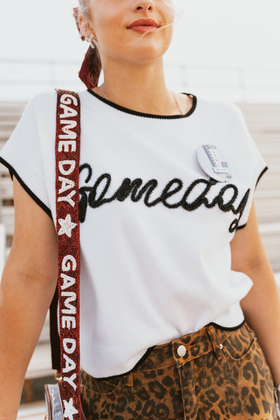 White/Black Gameday Knit Top PWT6119