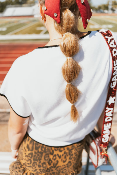 White/Black Gameday Knit Top PWT6119
