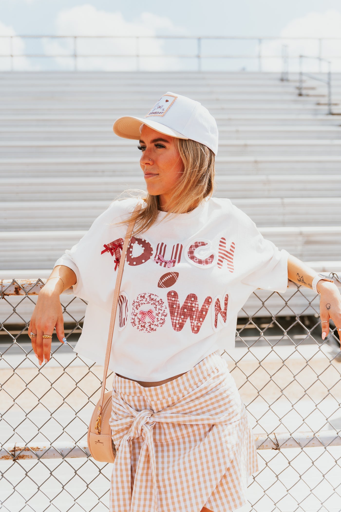 White/Crimson Touch Down Cropped Tee IKT39652-05
