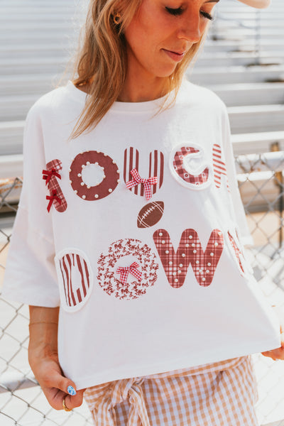 White/Crimson Touch Down Cropped Tee IKT39652-05