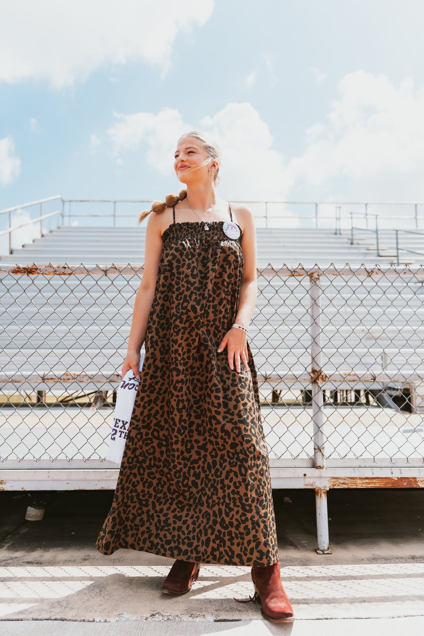 Brown Leopard Print Maxi Dress TBD13648