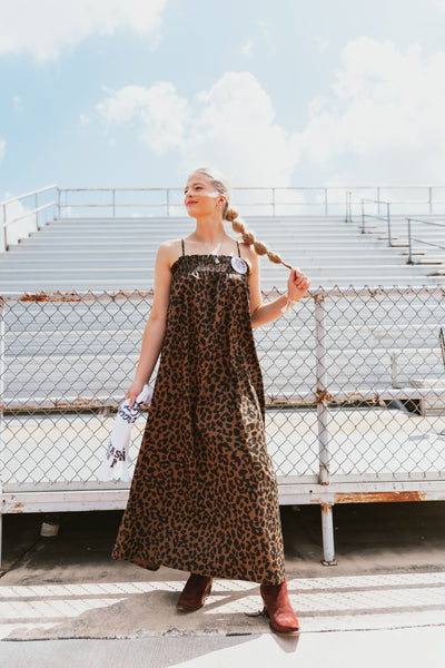 Brown Leopard Print Maxi Dress TBD13648