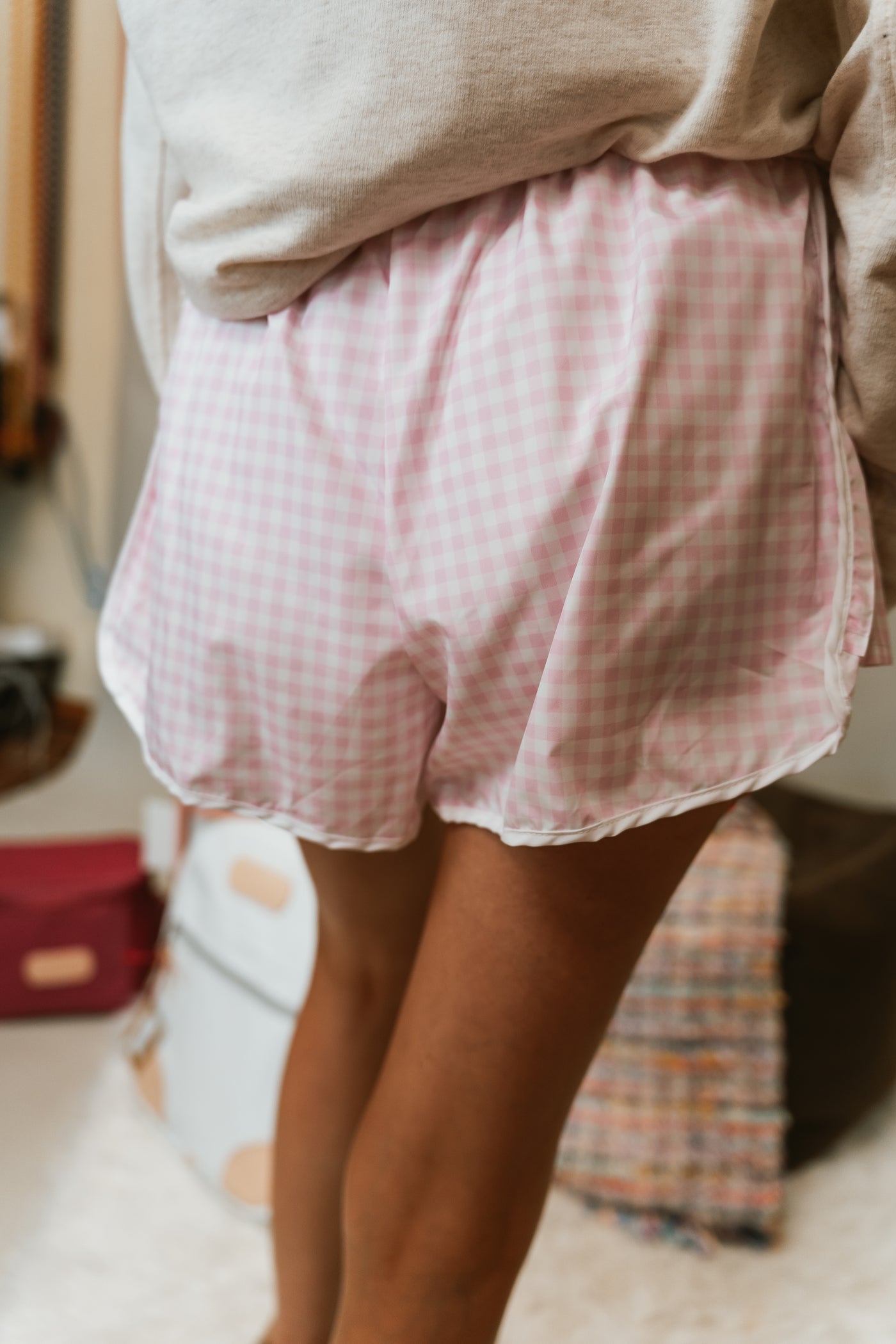 Pink Gingham Shorts YP70107