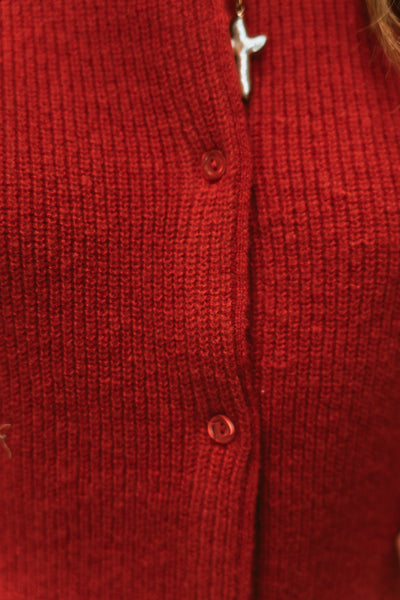 Red Short Sleeve Cardigan SWJ2347
