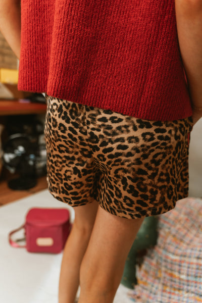 Leopard Shorts with Red Stripe TBP13716B