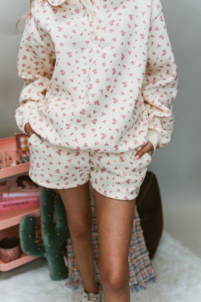 Floral Printed Fleece Sweatshirt
