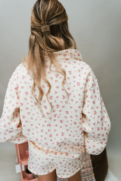 Floral Printed Fleece Sweatshirt