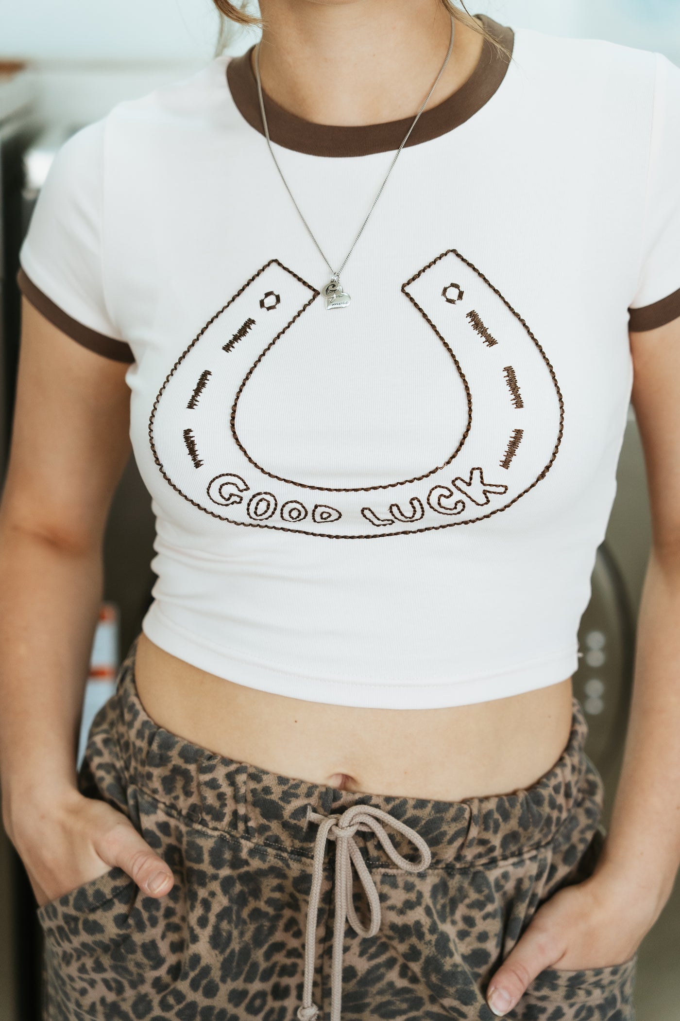 Pale Pink Good Luck Horseshoe Mini Tee BRT2636-8