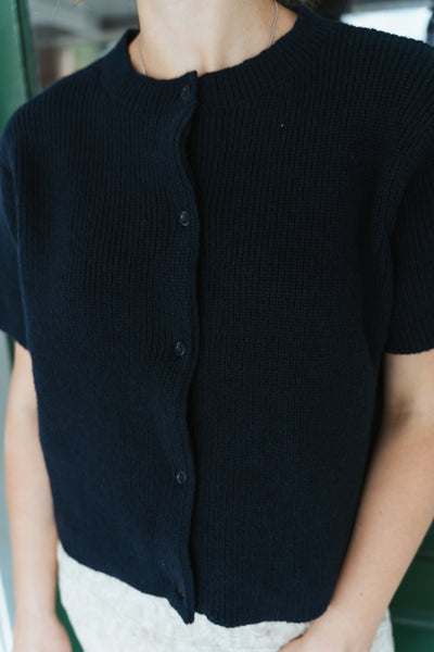Navy Short Sleeve Cardigan SWJ2347