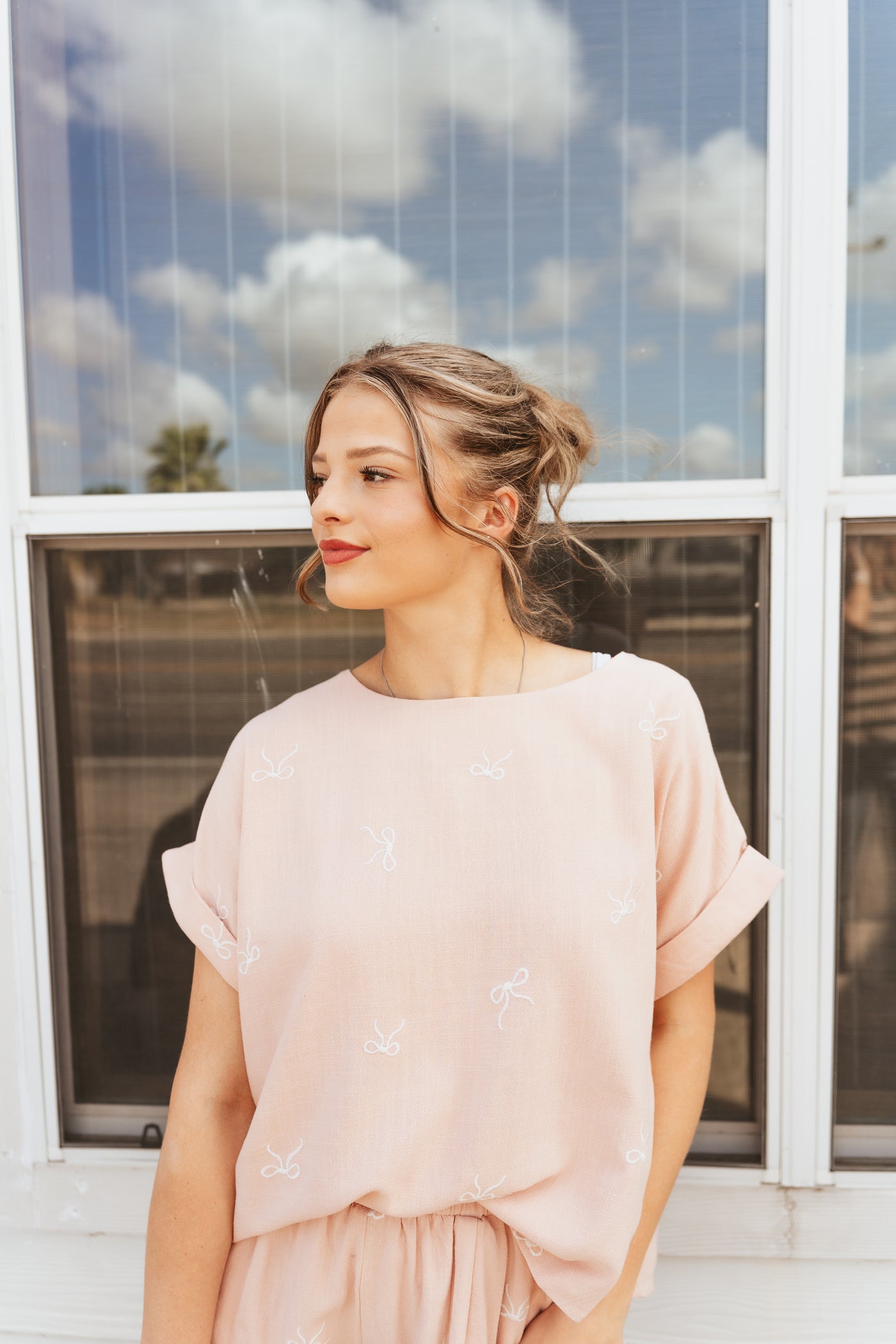 Blush/White Oversized Top Shorts Set IST1598-H