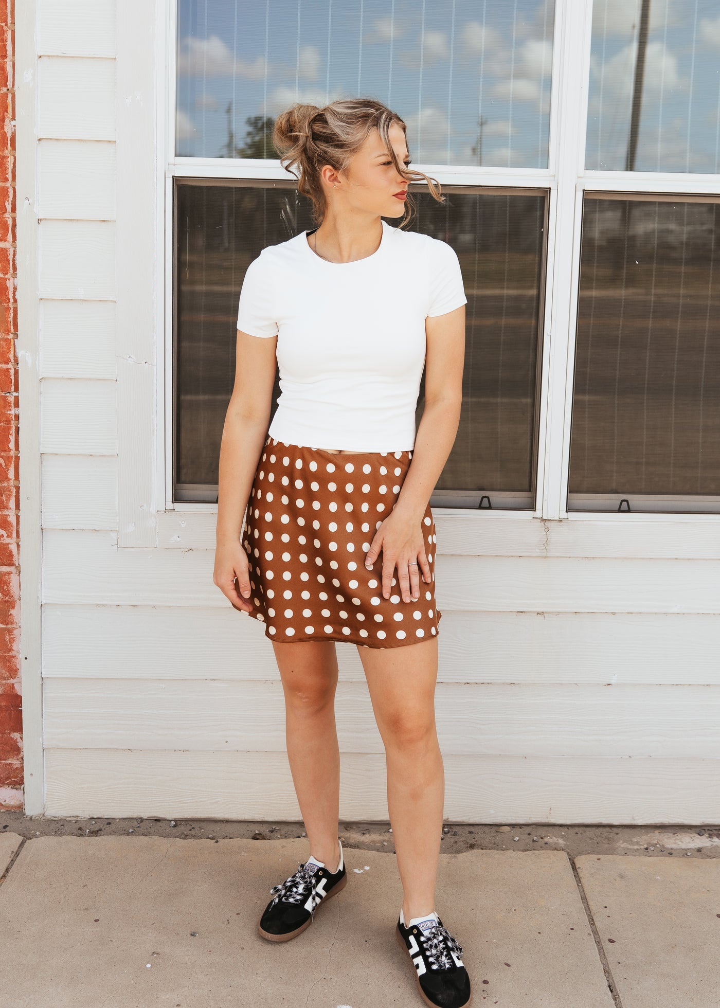 Brown Polka Dot Mini Skirt TBS13811B