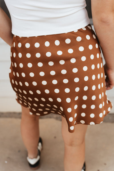 Brown Polka Dot Mini Skirt TBS13811B