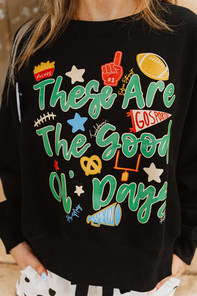 Black Good Ol Days Crop Sweatshirt