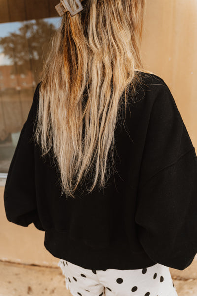 Black Good Ol Days Crop Sweatshirt