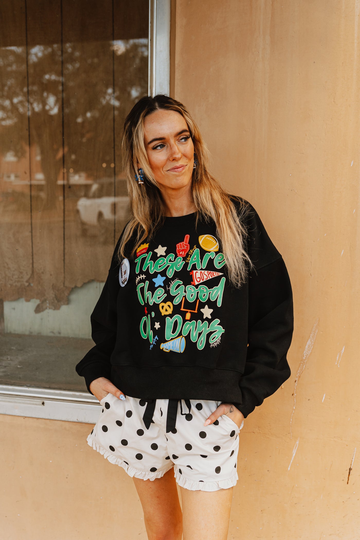 Black Good Ol Days Crop Sweatshirt