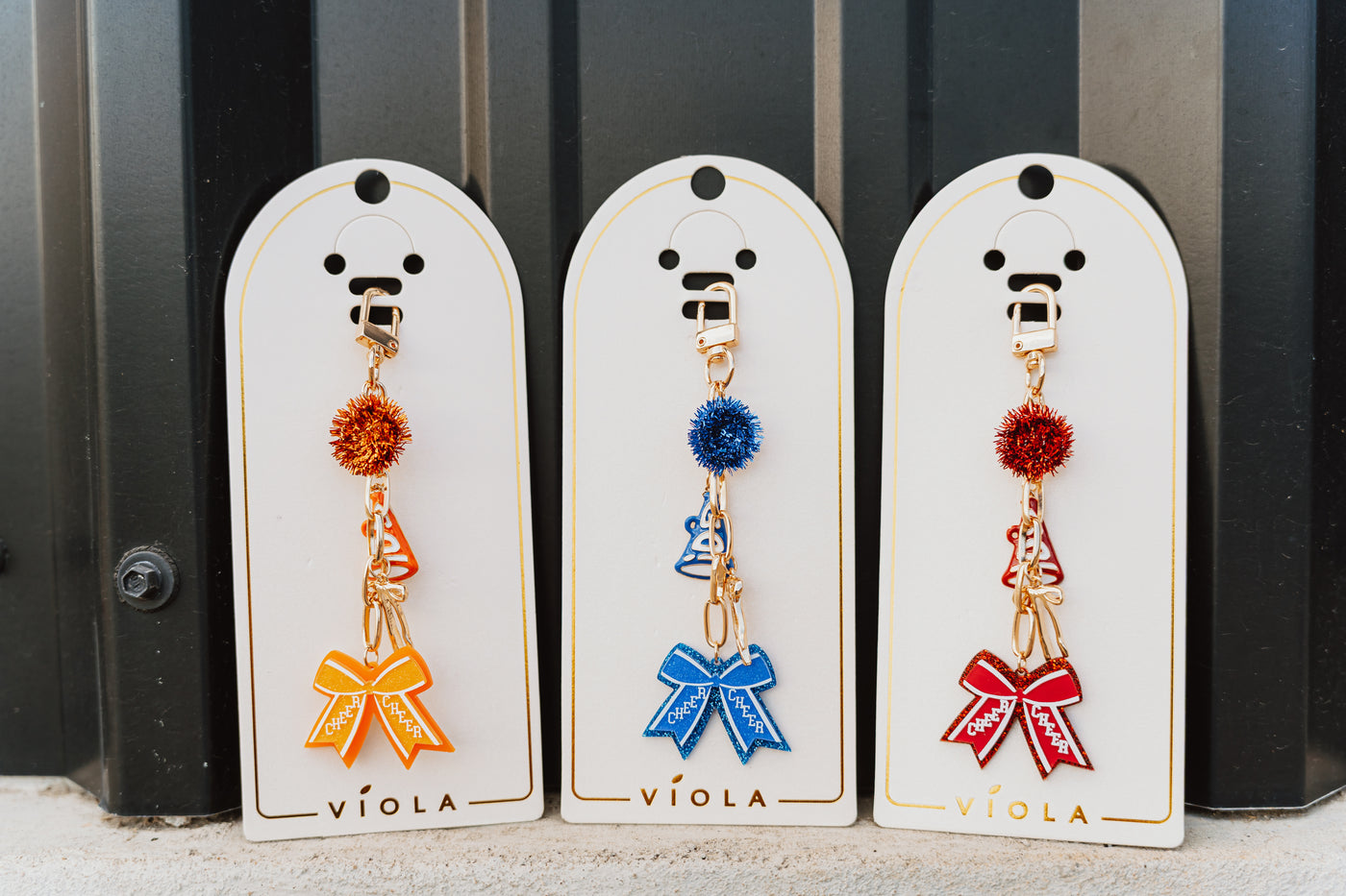 Bag Charm Keychain with Pom Pom & Bow