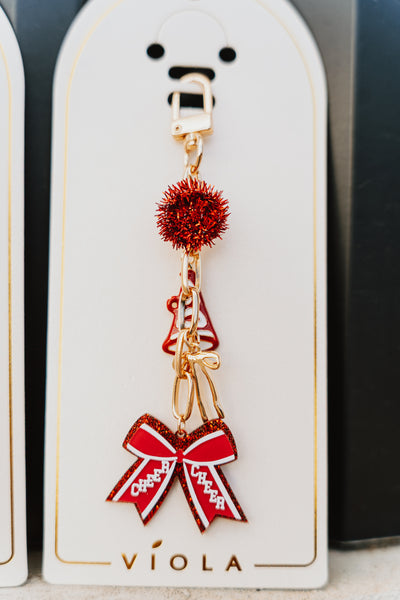 Bag Charm Keychain with Pom Pom & Bow