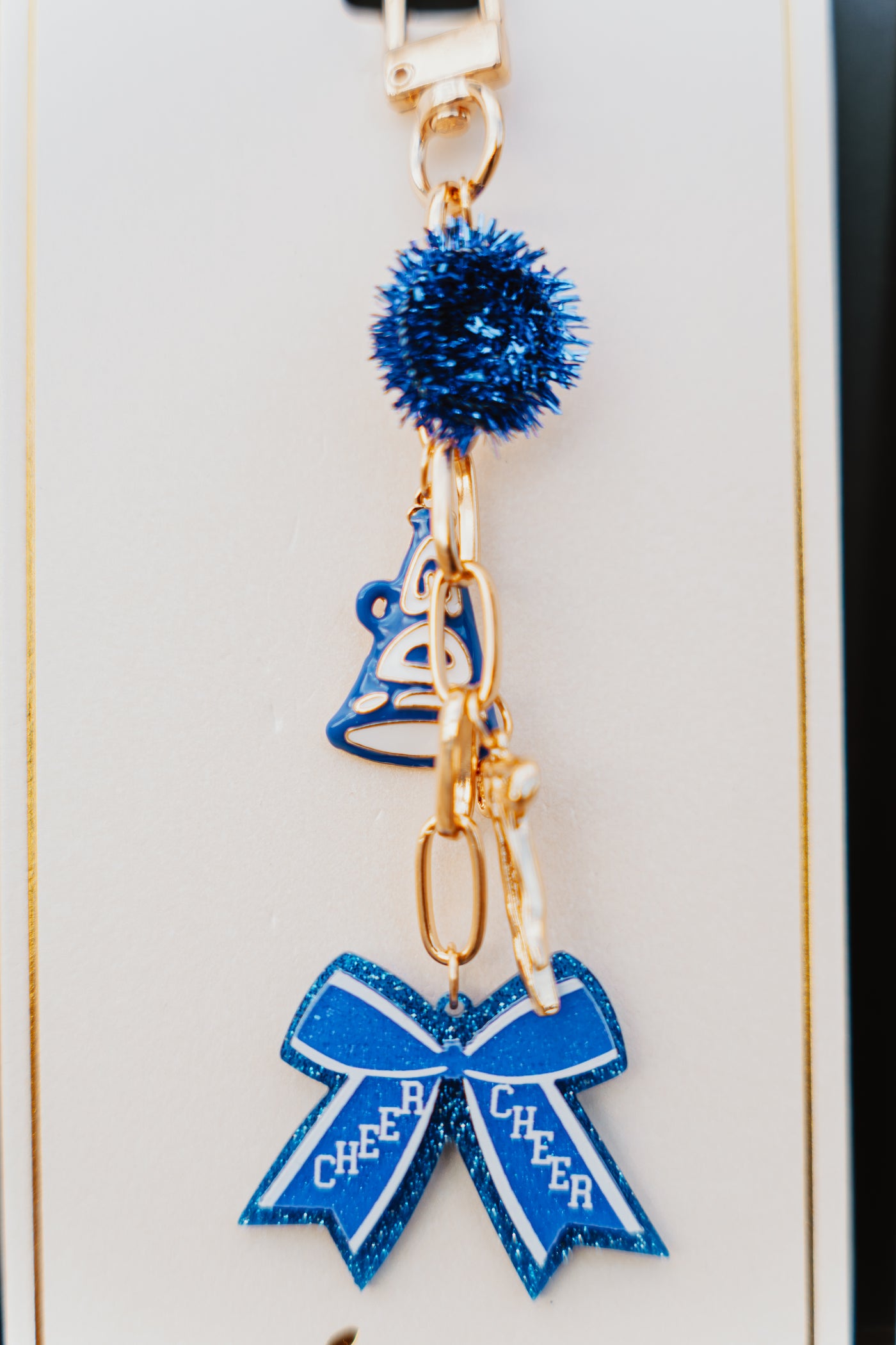 Bag Charm Keychain with Pom Pom & Bow